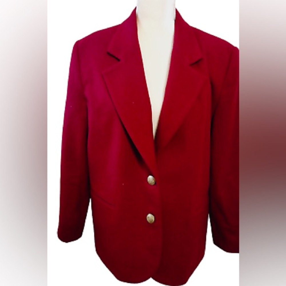 Appleseeds Red 100% Wool Blazer Coat Jacket Gold Buttons 22W EUC VTG Y2K Classic